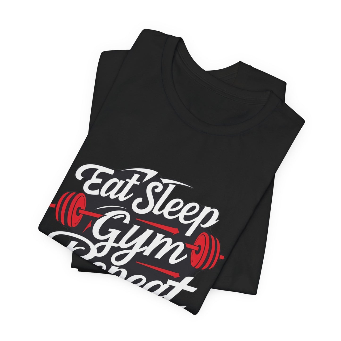 Fitness Unisex Jersey Short Sleeve Tee - 'Eat Sleep Gym Repeat' Tshirt