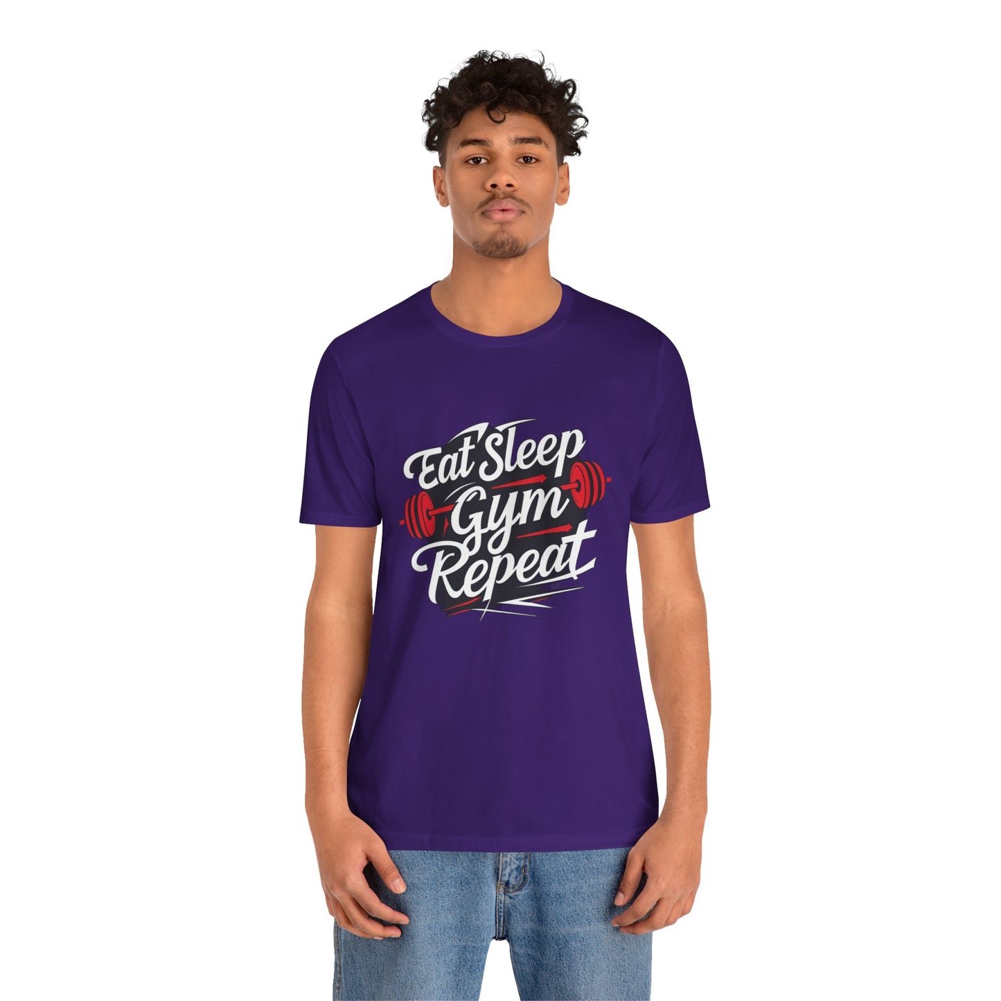 Fitness Unisex Jersey Short Sleeve Tee - 'Eat Sleep Gym Repeat' Tshirt
