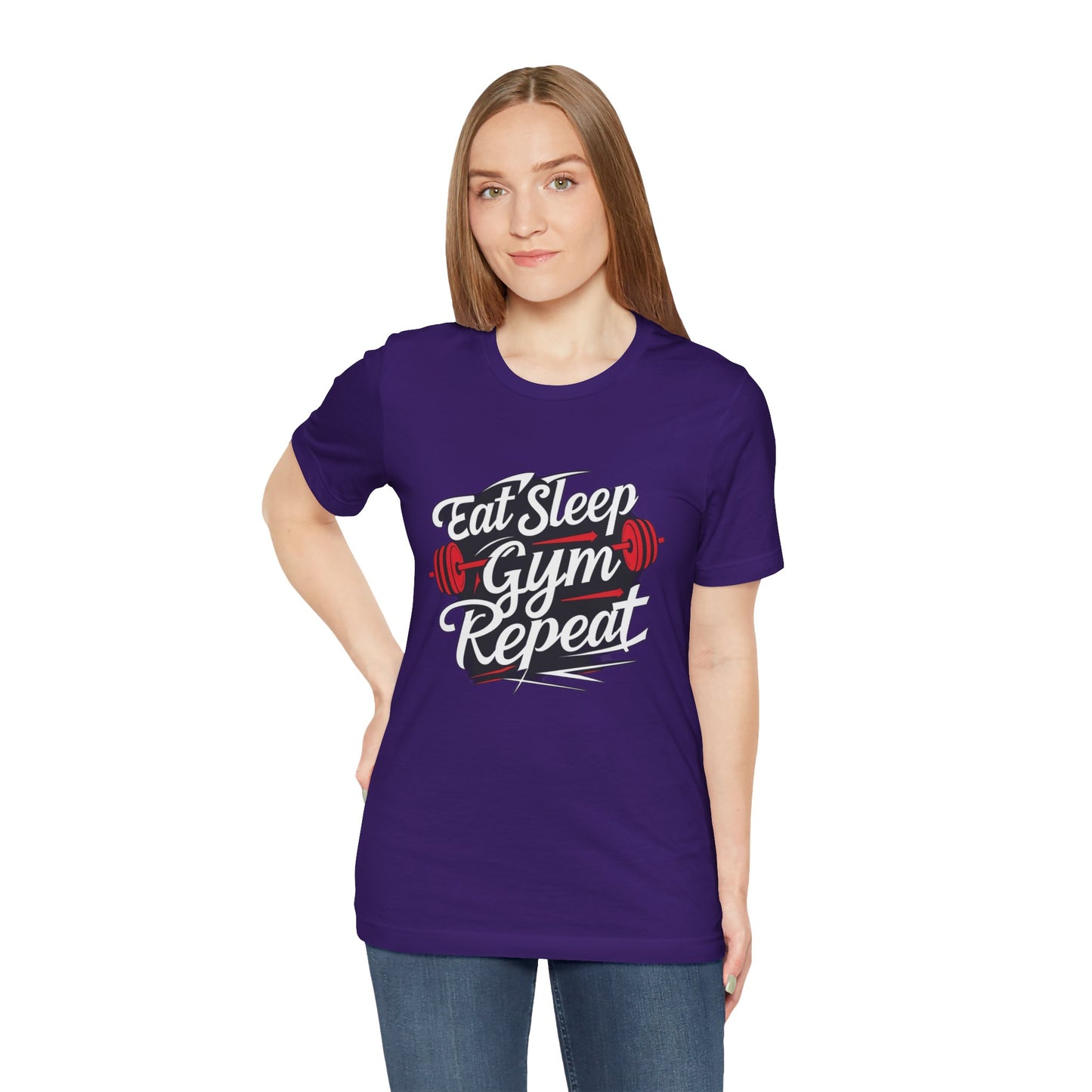 Fitness Unisex Jersey Short Sleeve Tee - 'Eat Sleep Gym Repeat' Tshirt
