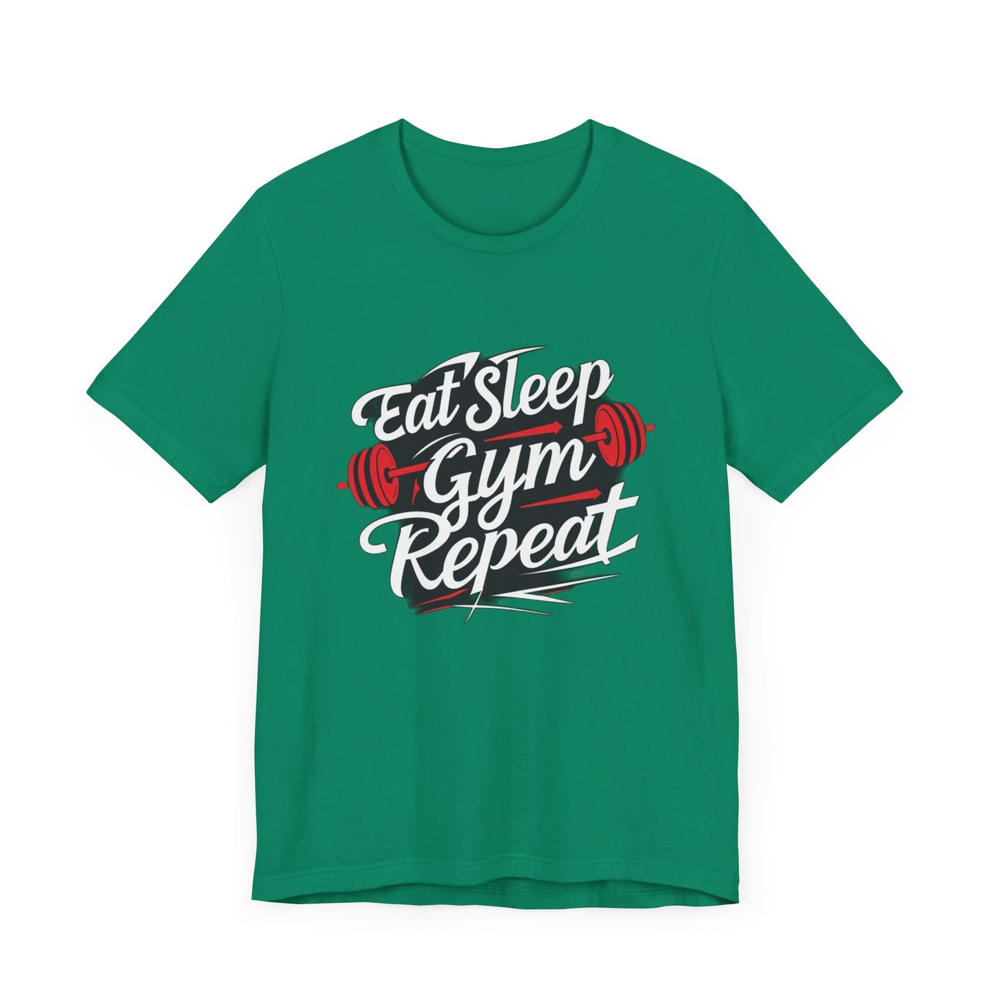 Fitness Unisex Jersey Short Sleeve Tee - 'Eat Sleep Gym Repeat' Tshirt
