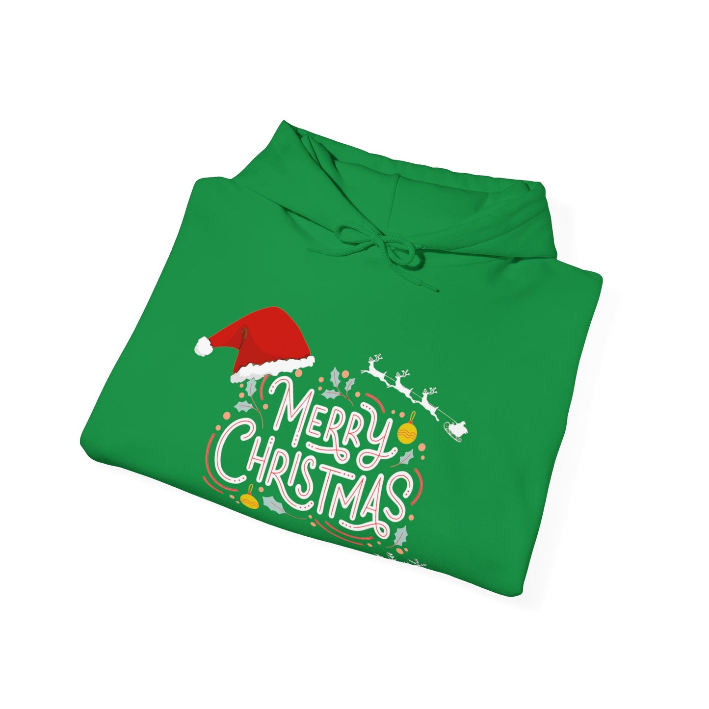 Christmas Hoodie with Merry Christmas Santa and Reindeer Design
