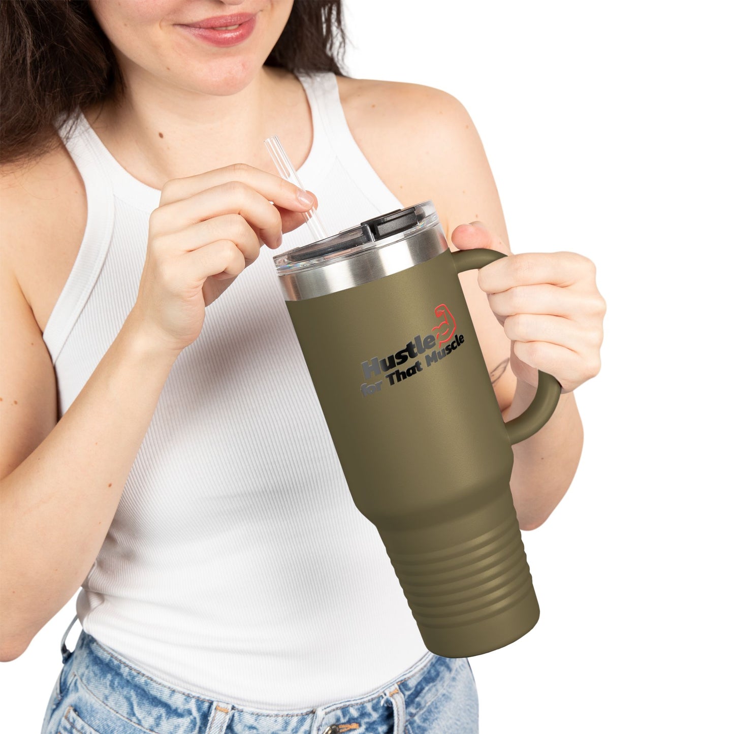 Insulated water Tumbler - 'Hustle for that Muscle' Insulated 40oz