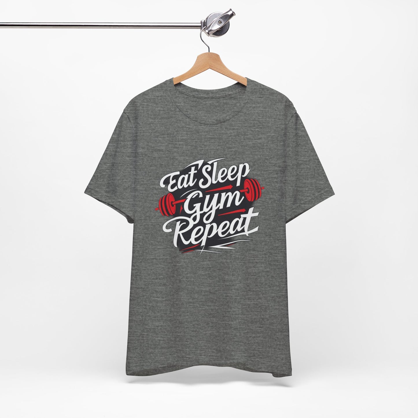 Fitness Unisex Jersey Short Sleeve Tee - 'Eat Sleep Gym Repeat' Tshirt