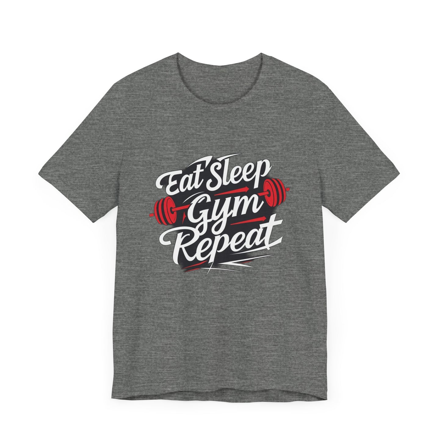 Fitness Unisex Jersey Short Sleeve Tee - 'Eat Sleep Gym Repeat' Tshirt