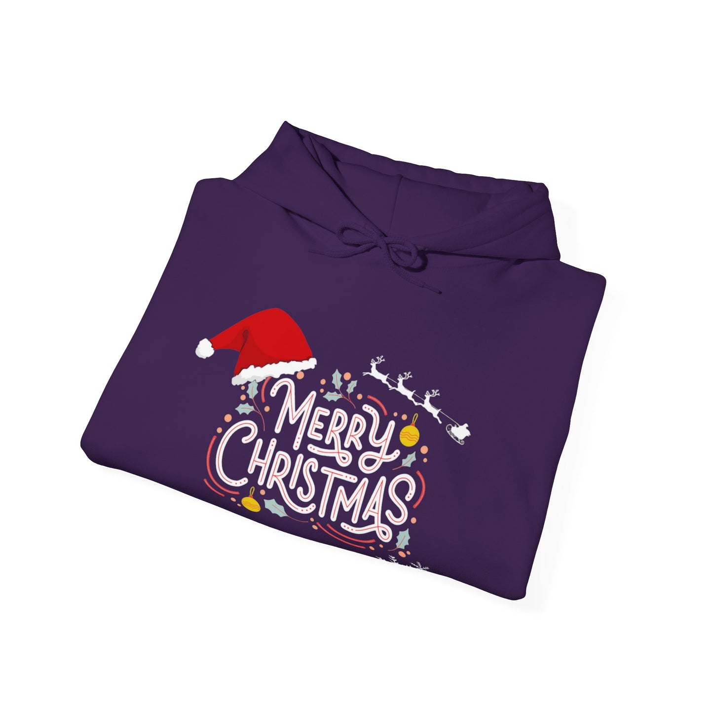 Christmas Hoodie with Merry Christmas Santa and Reindeer Design