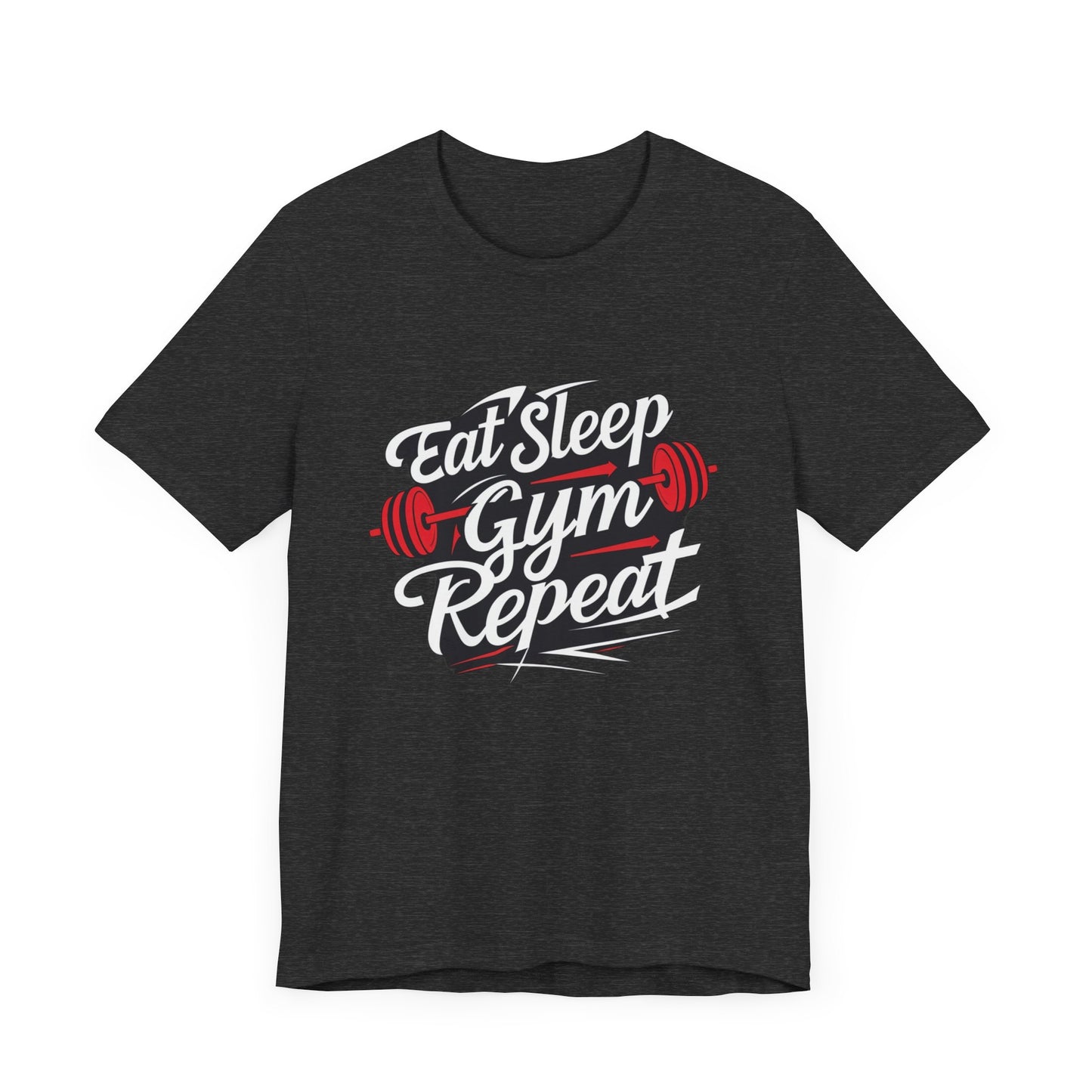 Fitness Unisex Jersey Short Sleeve Tee - 'Eat Sleep Gym Repeat' Tshirt