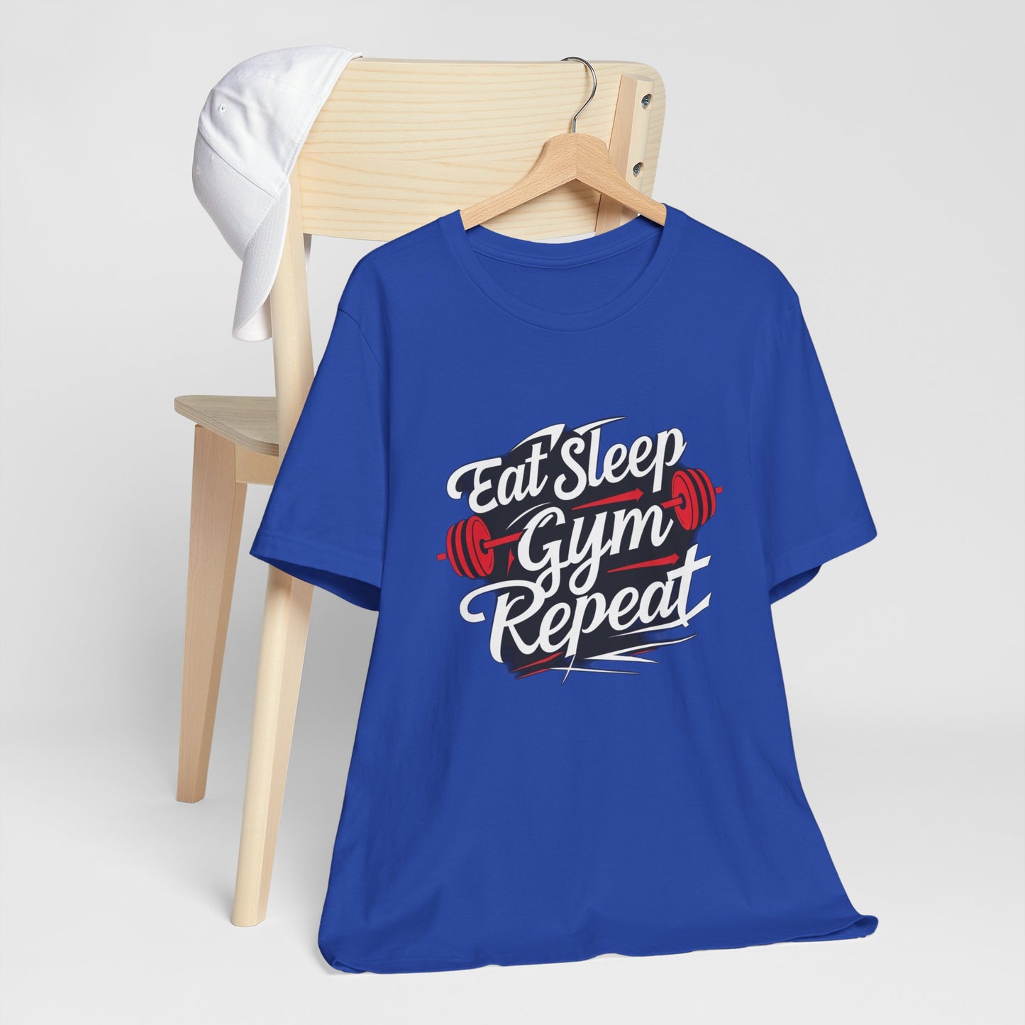 Fitness Unisex Jersey Short Sleeve Tee - 'Eat Sleep Gym Repeat' Tshirt