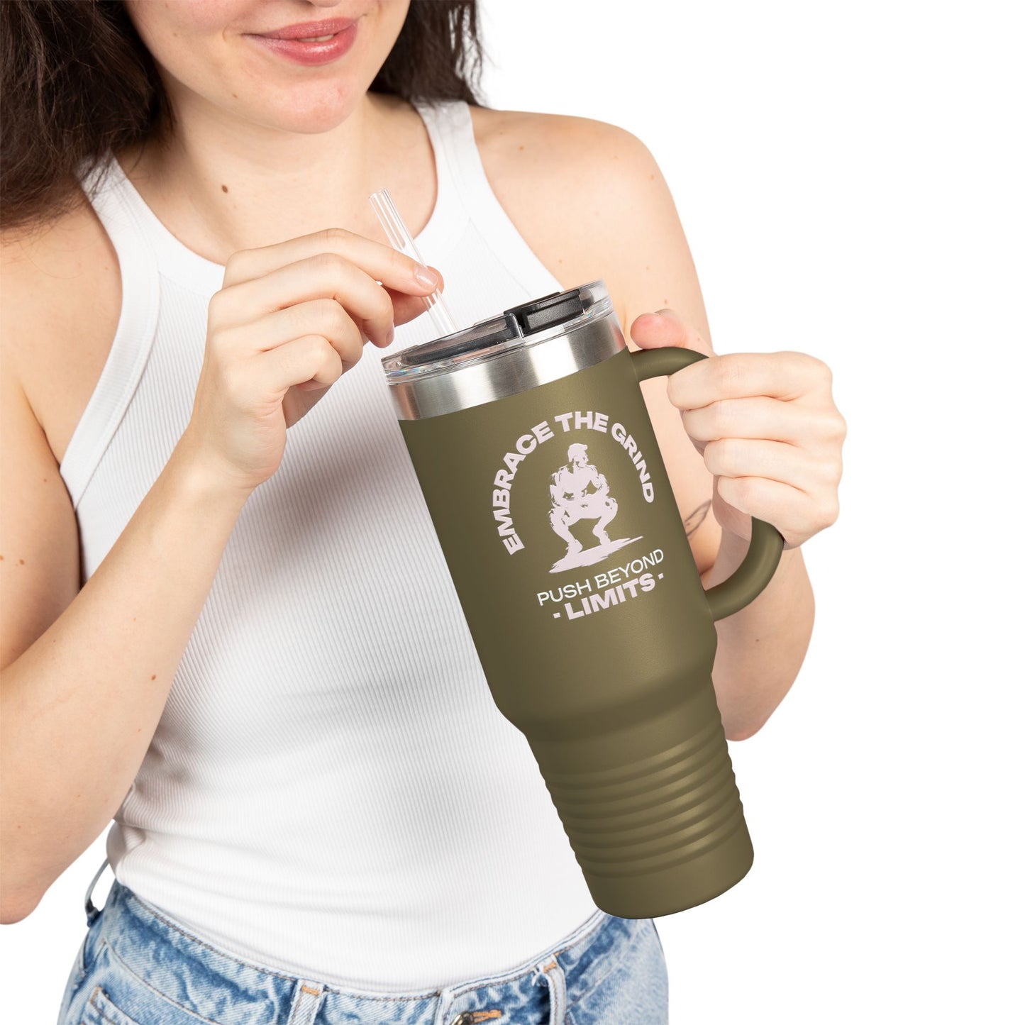 Insulated Water Tumbler 40oz - Embrace the Grind, Push beyond limit