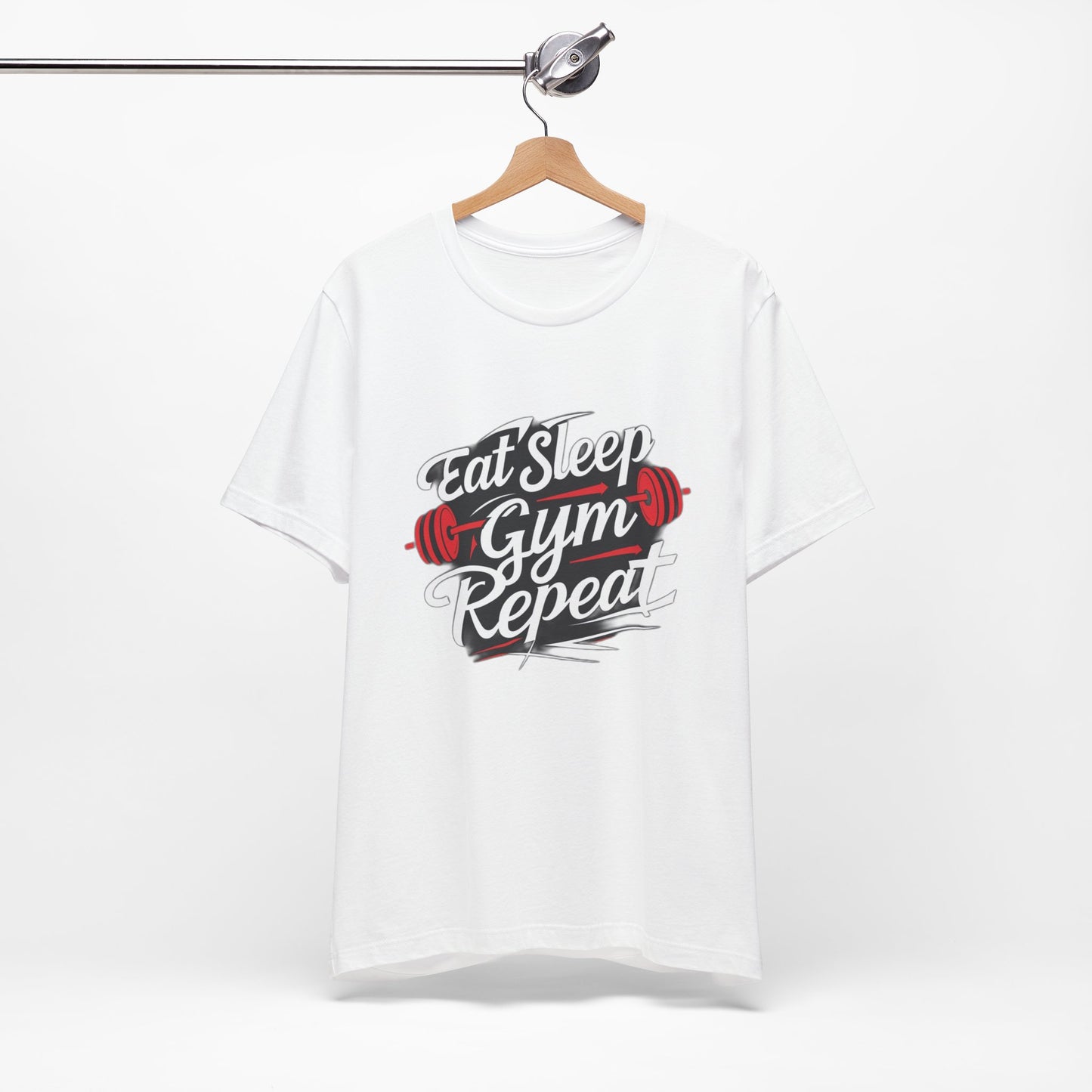Fitness Unisex Jersey Short Sleeve Tee - 'Eat Sleep Gym Repeat' Tshirt