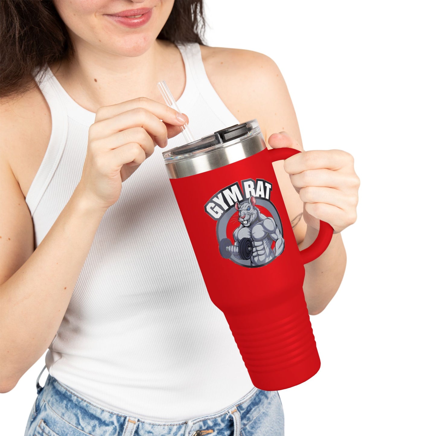 Insulated Water Tumbler 40oz - Gym Rat Design - Insulated 40oz