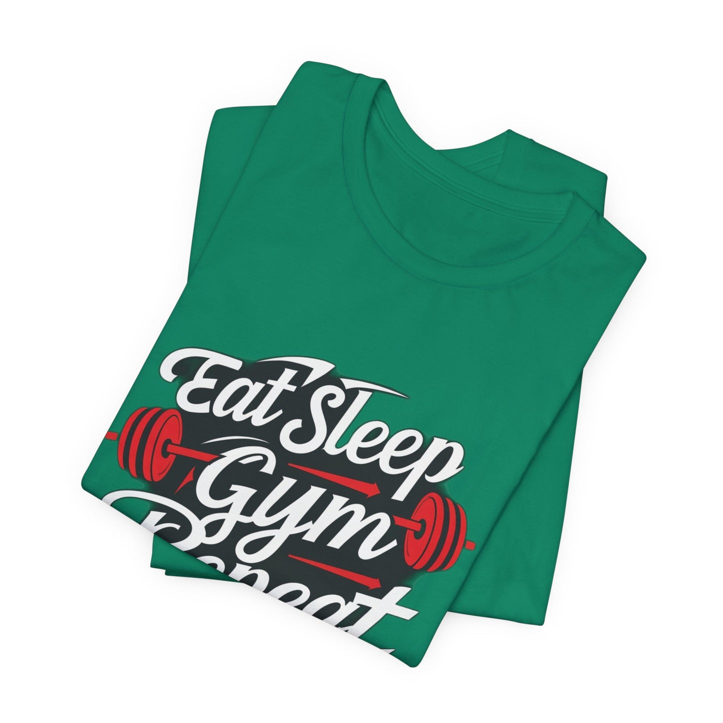 Fitness Unisex Jersey Short Sleeve Tee - 'Eat Sleep Gym Repeat' Tshirt