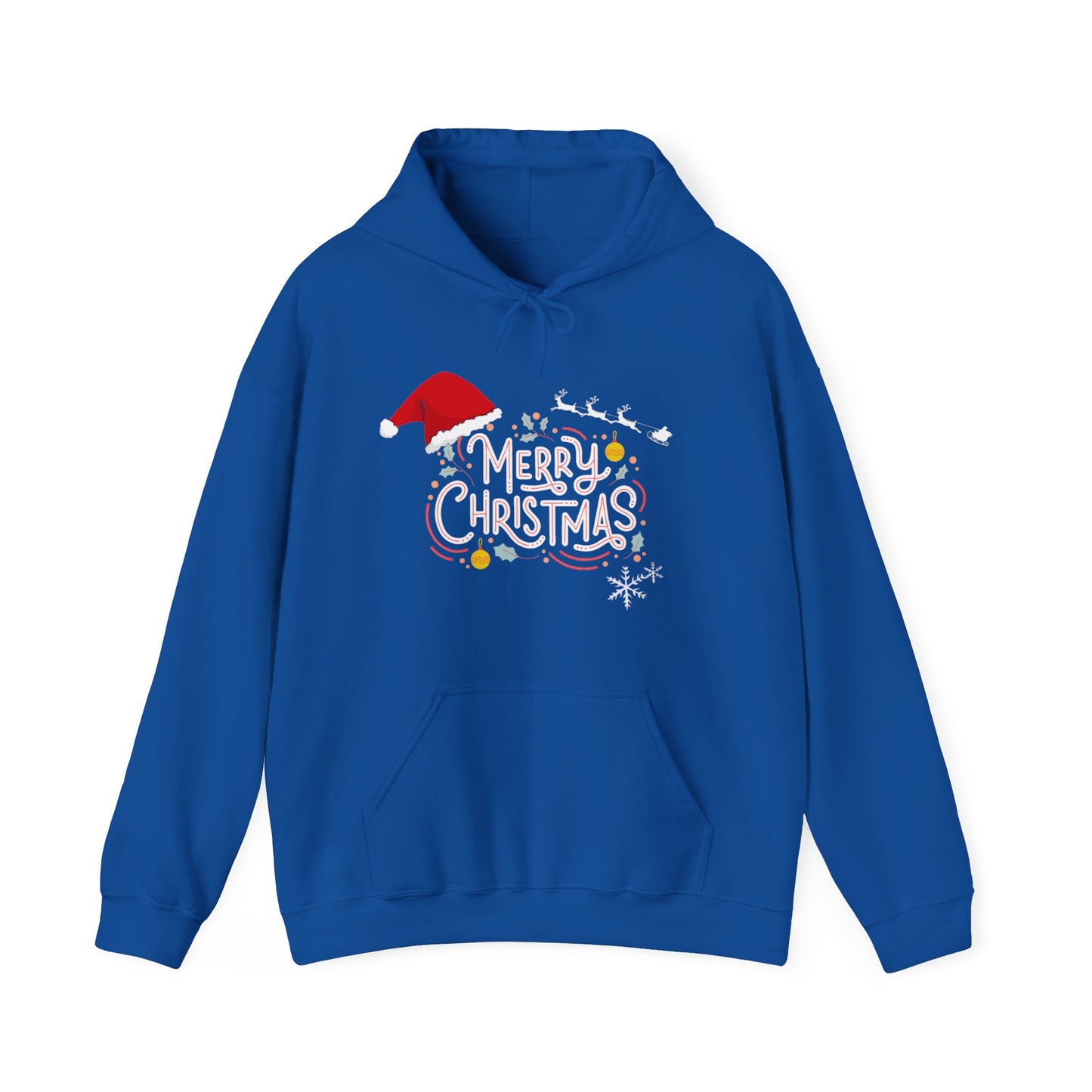 Christmas Hoodie with Merry Christmas Santa and Reindeer Design