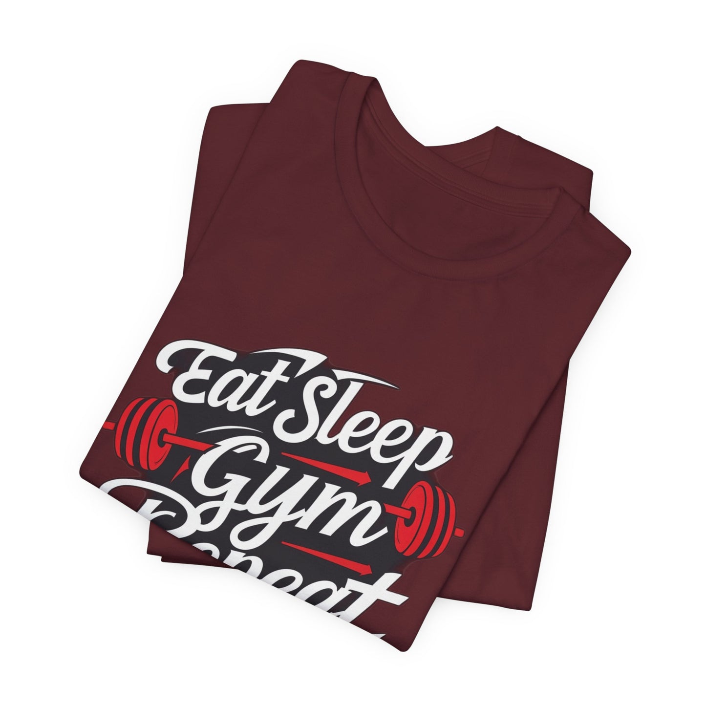 Fitness Unisex Jersey Short Sleeve Tee - 'Eat Sleep Gym Repeat' Tshirt