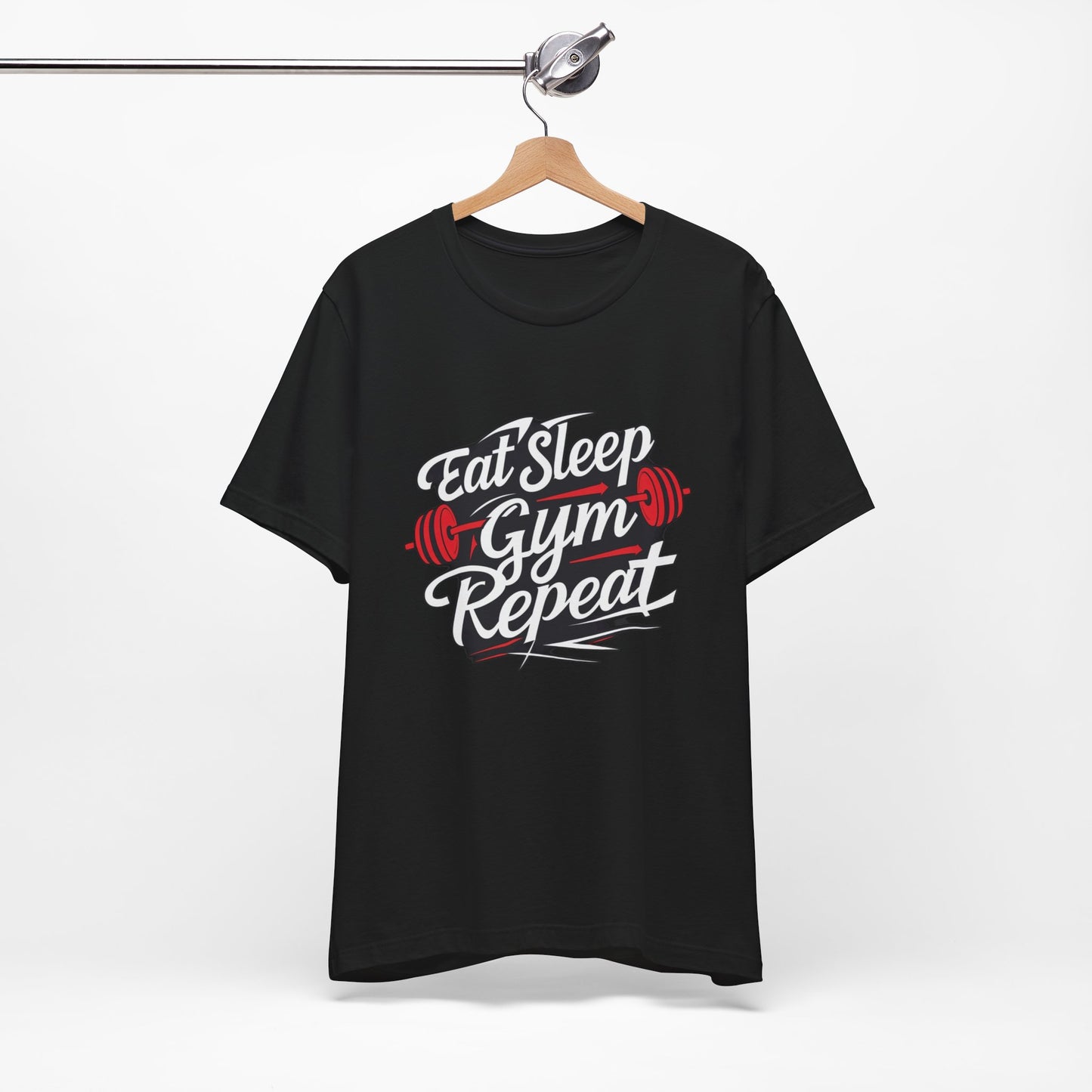 Fitness Unisex Jersey Short Sleeve Tee - 'Eat Sleep Gym Repeat' Tshirt