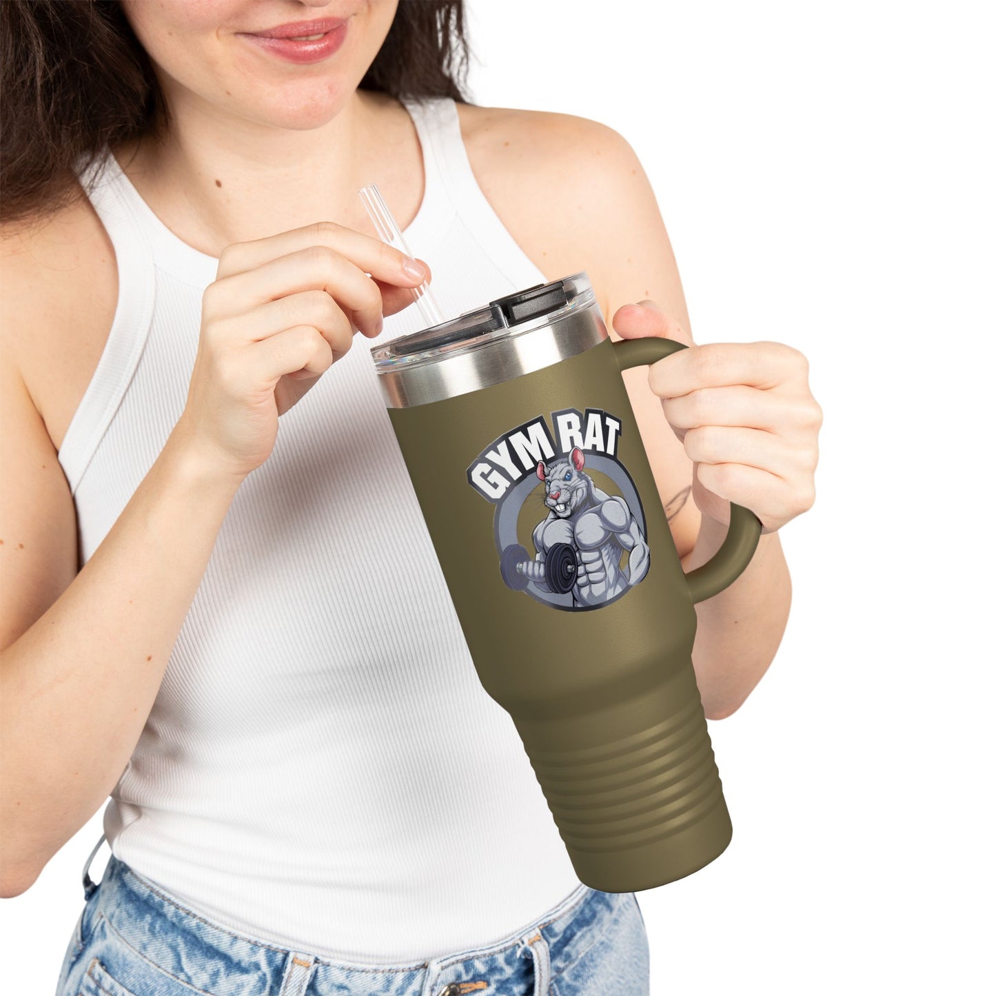 Insulated Water Tumbler 40oz - Gym Rat Design - Insulated 40oz