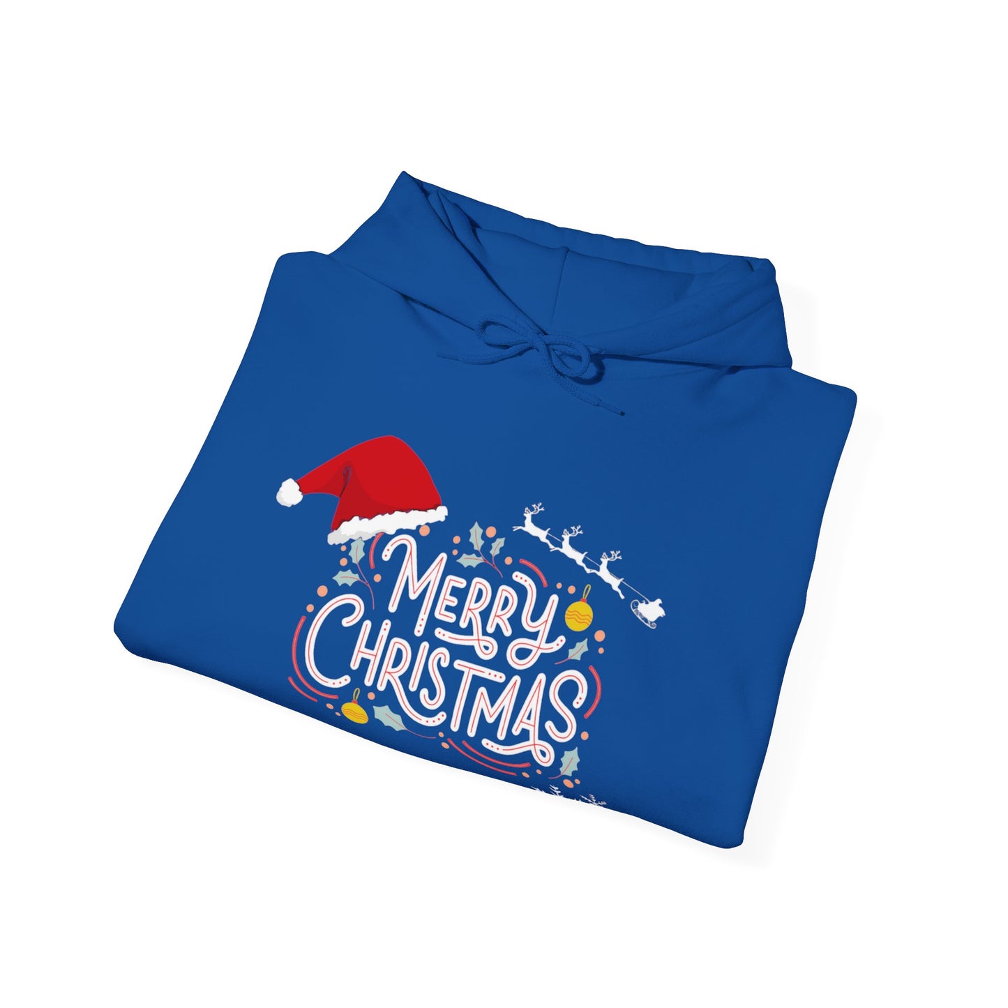 Christmas Hoodie with Merry Christmas Santa and Reindeer Design