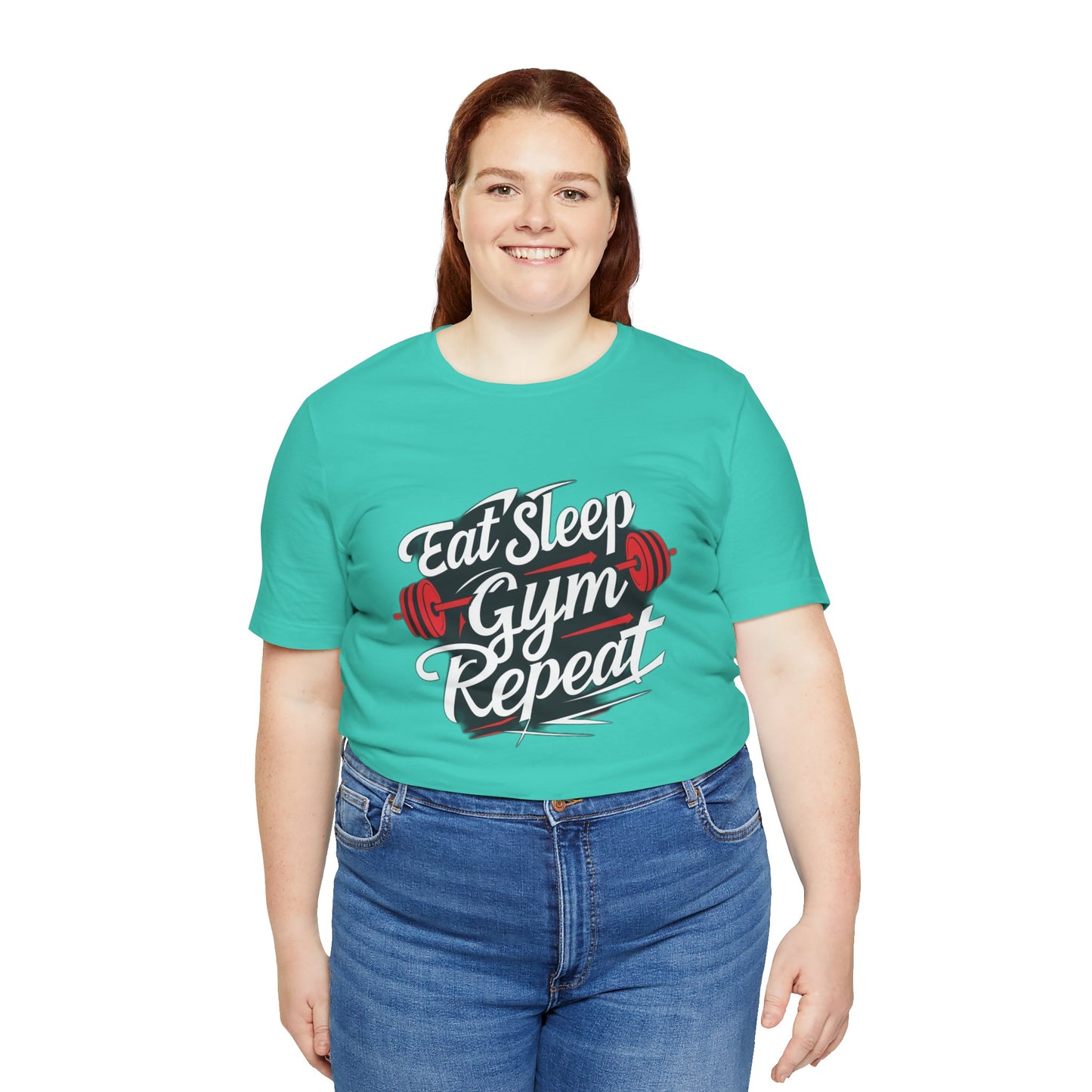 Fitness Unisex Jersey Short Sleeve Tee - 'Eat Sleep Gym Repeat' Tshirt