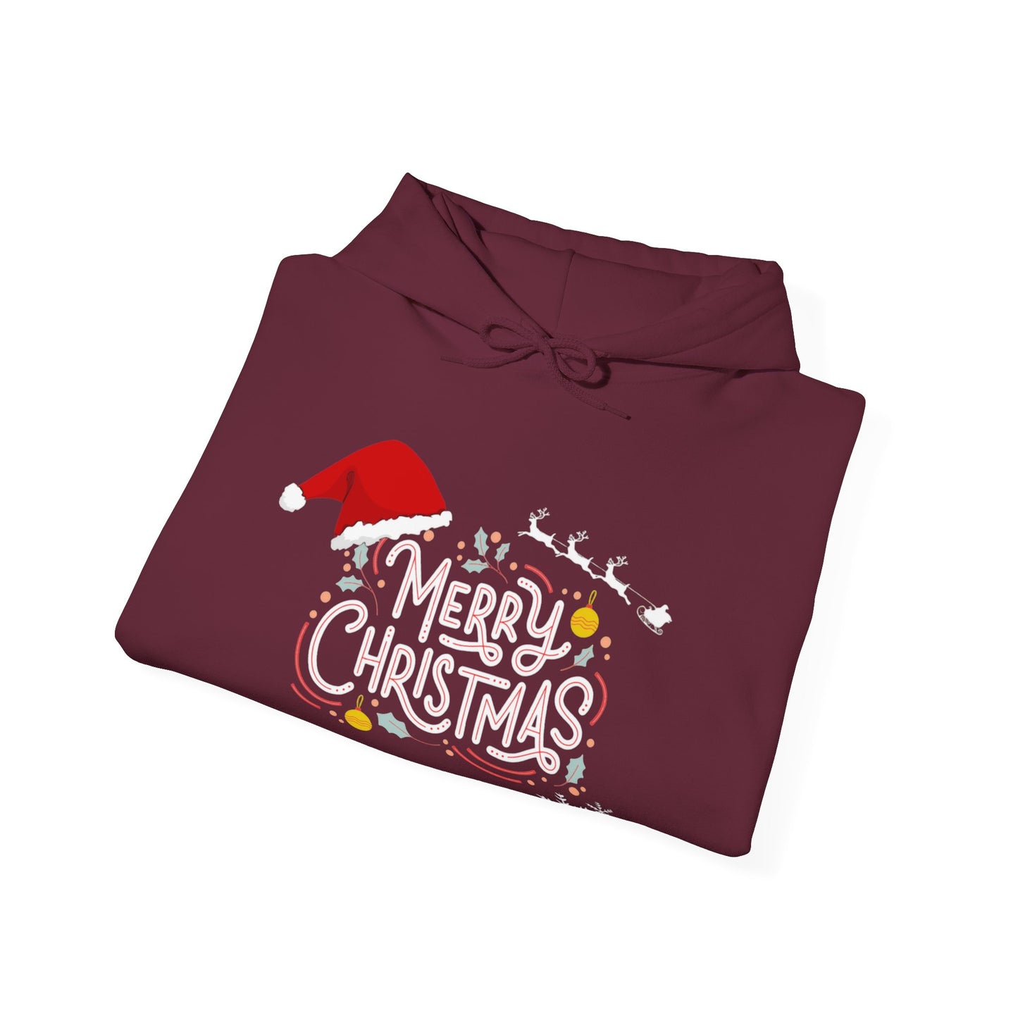 Christmas Hoodie with Merry Christmas Santa and Reindeer Design