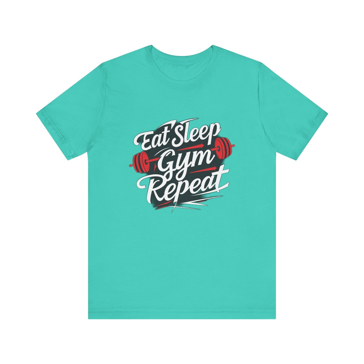 Fitness Unisex Jersey Short Sleeve Tee - 'Eat Sleep Gym Repeat' Tshirt