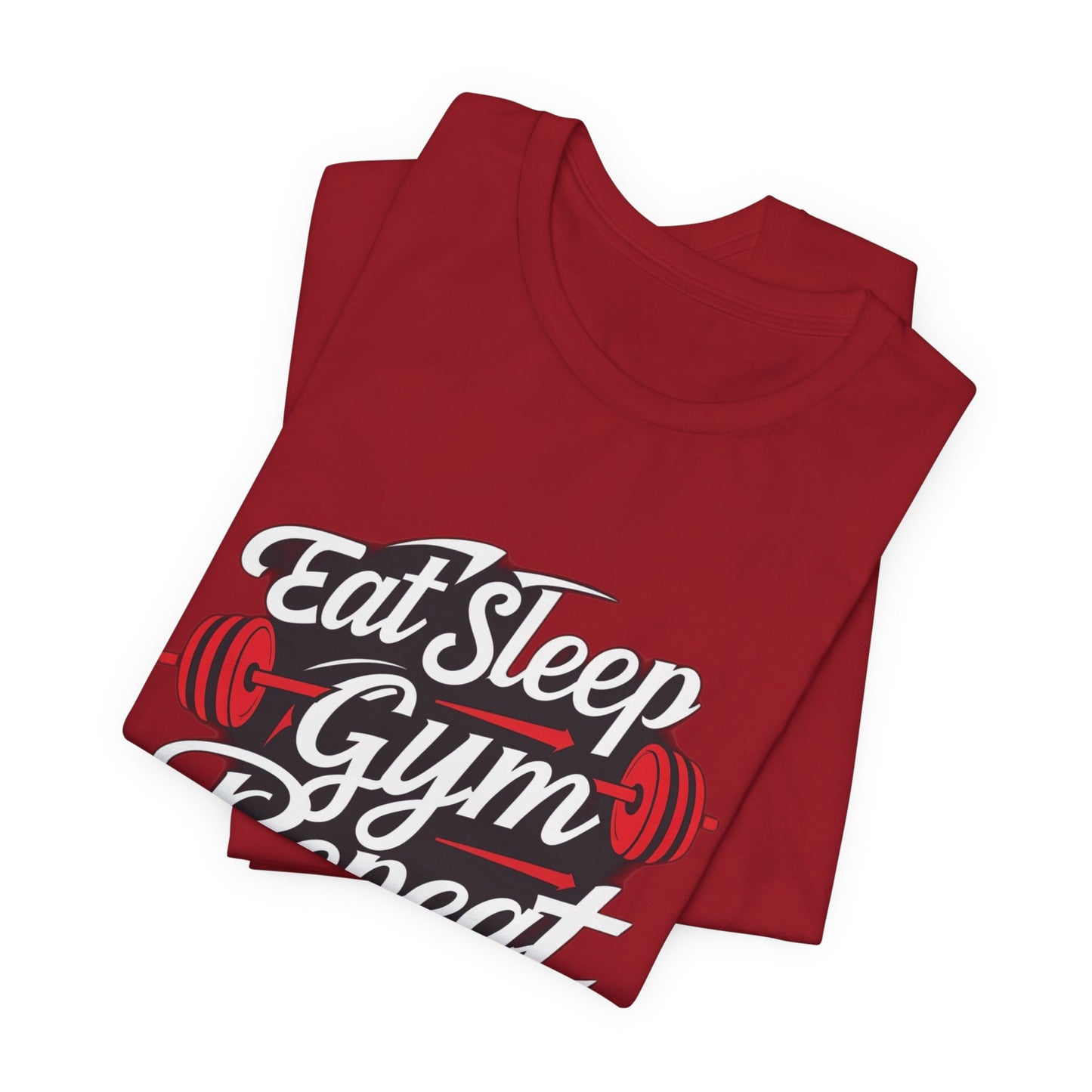 Fitness Unisex Jersey Short Sleeve Tee - 'Eat Sleep Gym Repeat' Tshirt