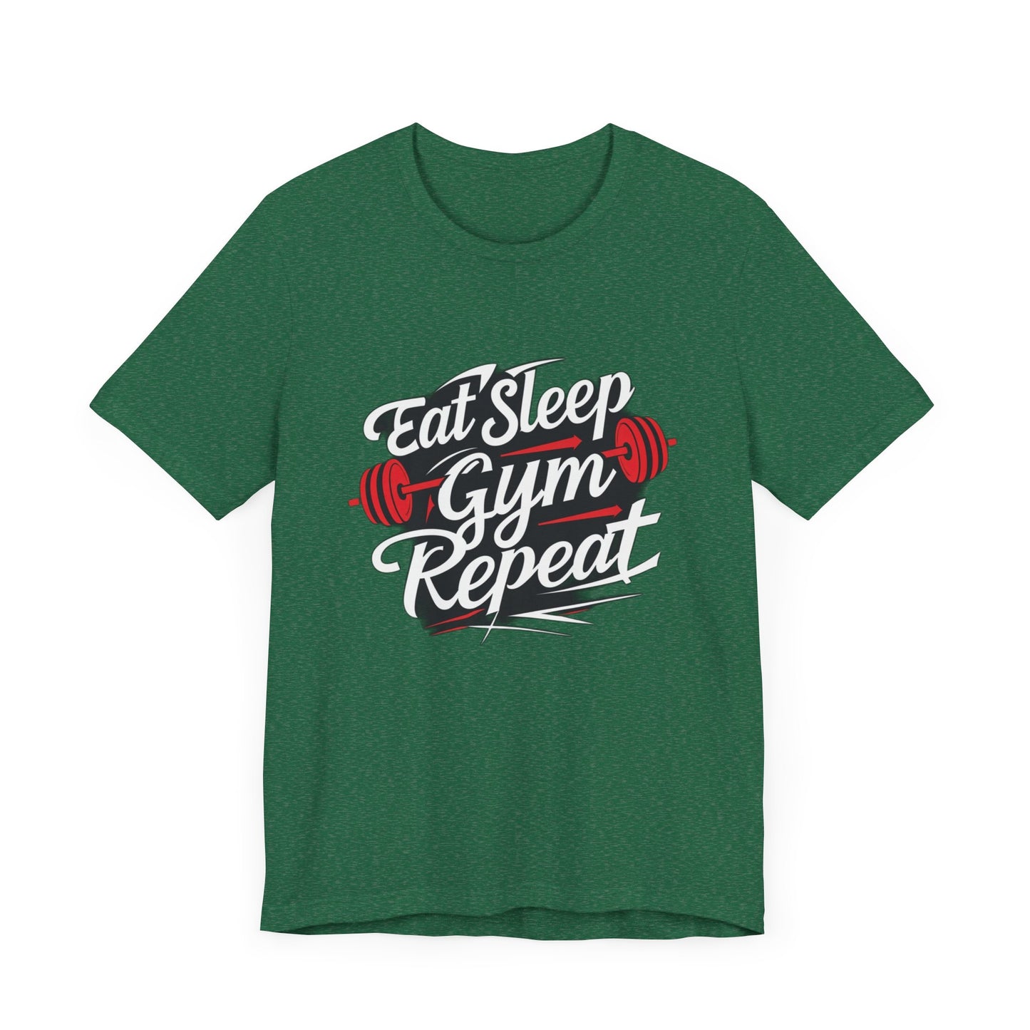 Fitness Unisex Jersey Short Sleeve Tee - 'Eat Sleep Gym Repeat' Tshirt