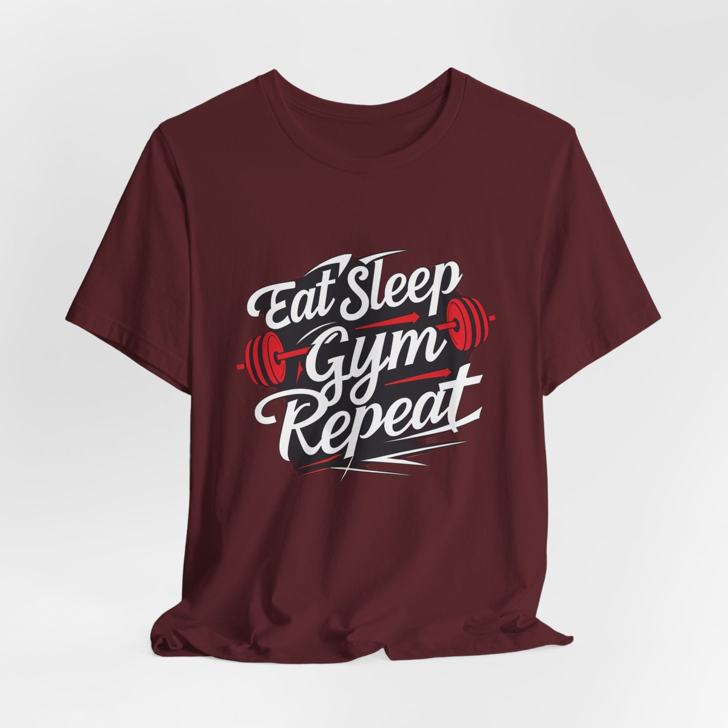Fitness Unisex Jersey Short Sleeve Tee - 'Eat Sleep Gym Repeat' Tshirt