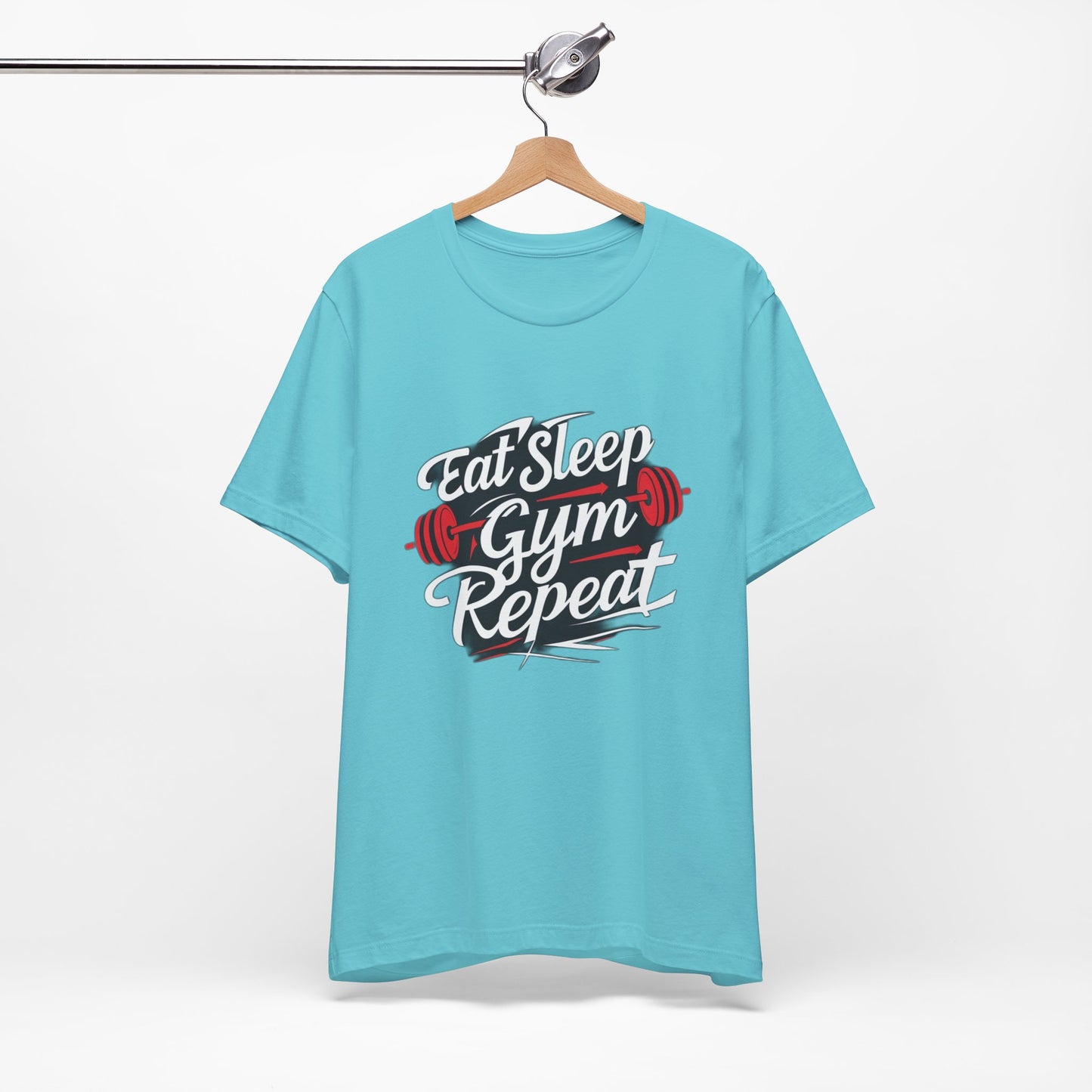 Fitness Unisex Jersey Short Sleeve Tee - 'Eat Sleep Gym Repeat' Tshirt