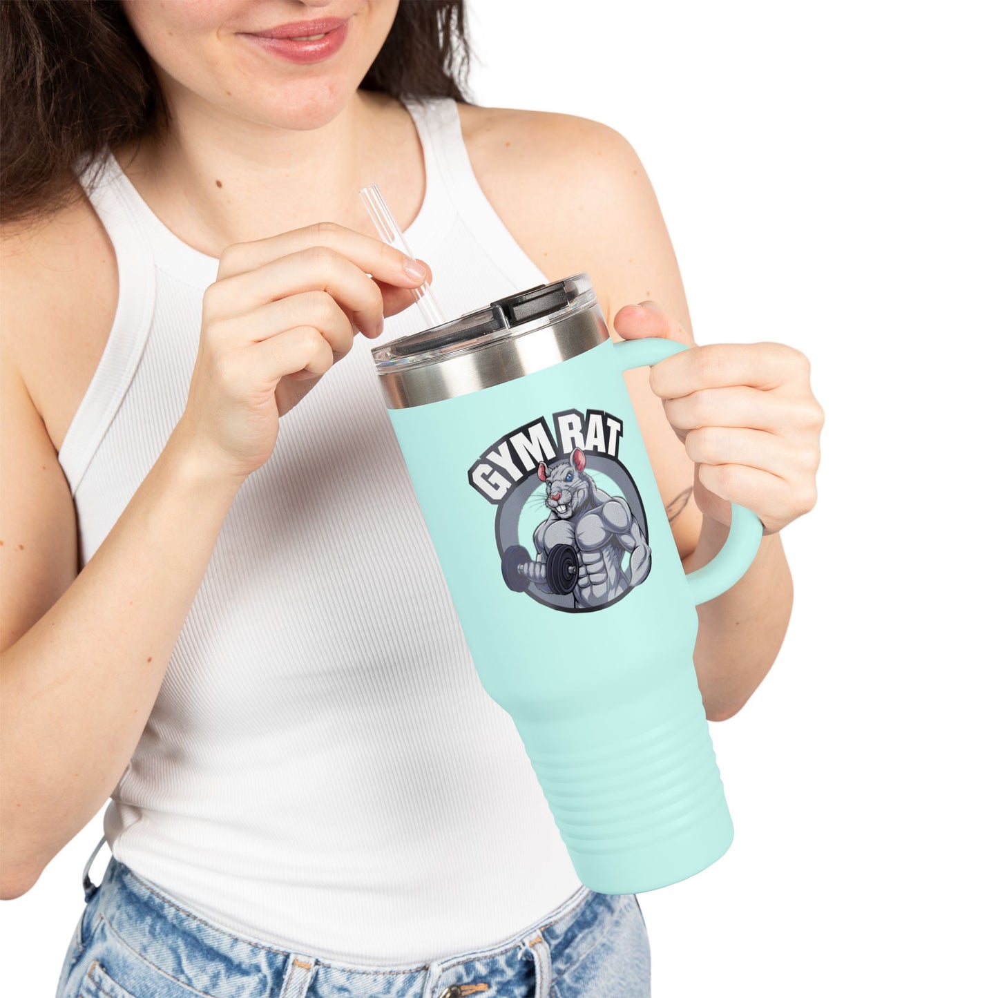 Insulated Water Tumbler 40oz - Gym Rat Design - Insulated 40oz