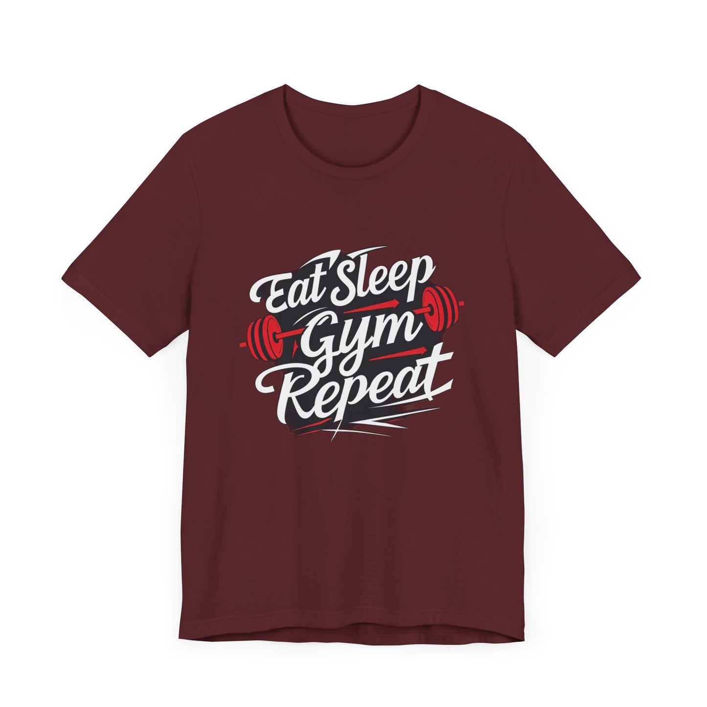 Fitness Unisex Jersey Short Sleeve Tee - 'Eat Sleep Gym Repeat' Tshirt