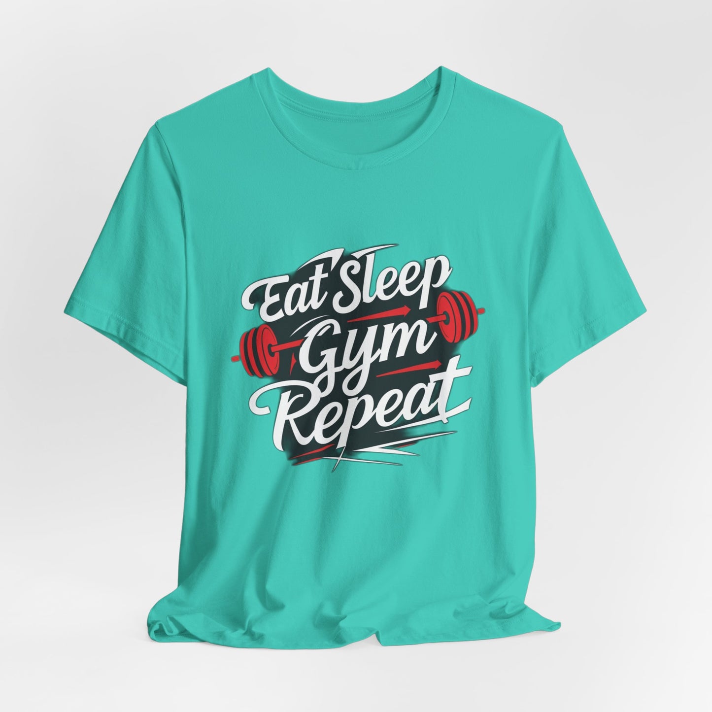 Fitness Unisex Jersey Short Sleeve Tee - 'Eat Sleep Gym Repeat' Tshirt