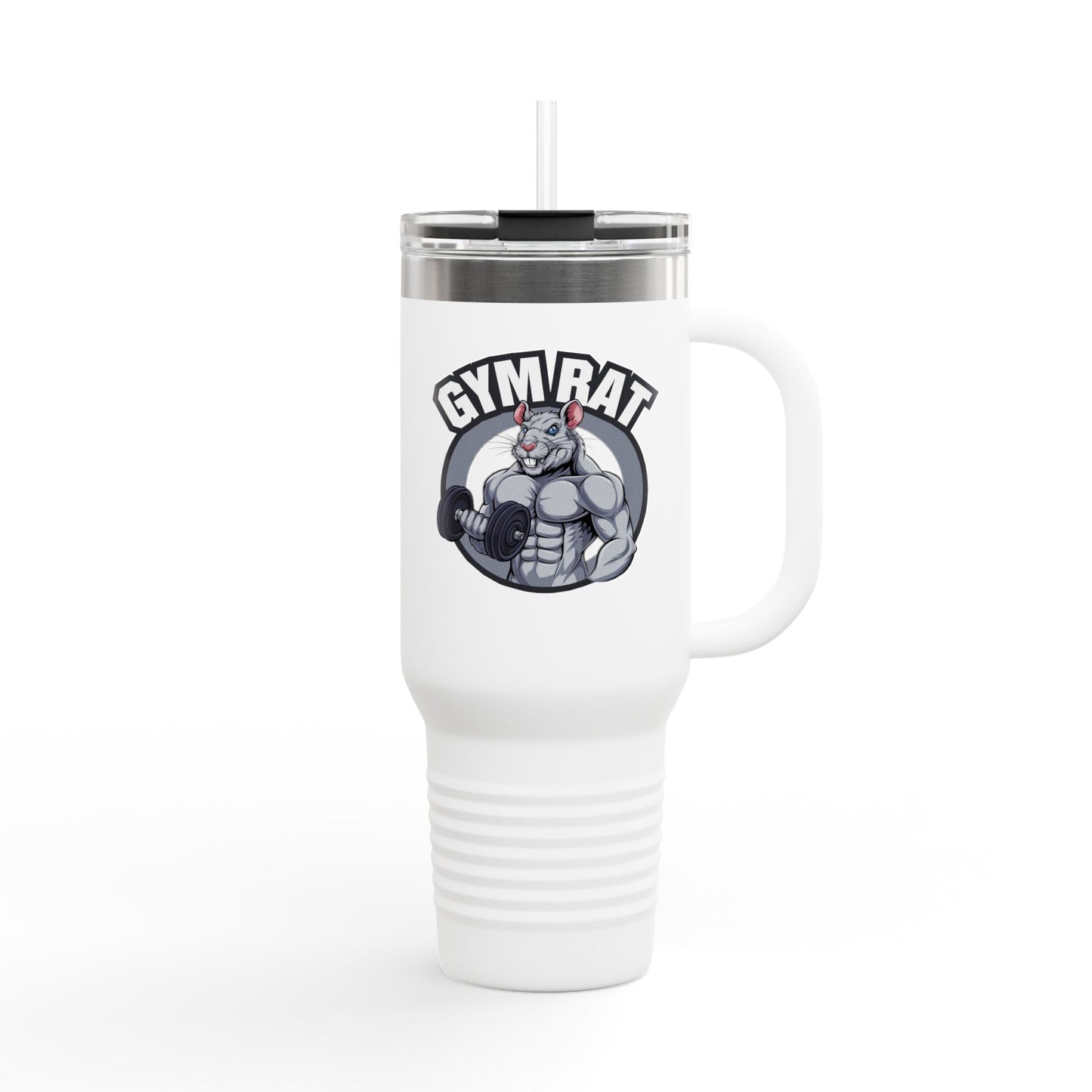 Insulated Water Tumbler 40oz - Gym Rat Design - Insulated 40oz