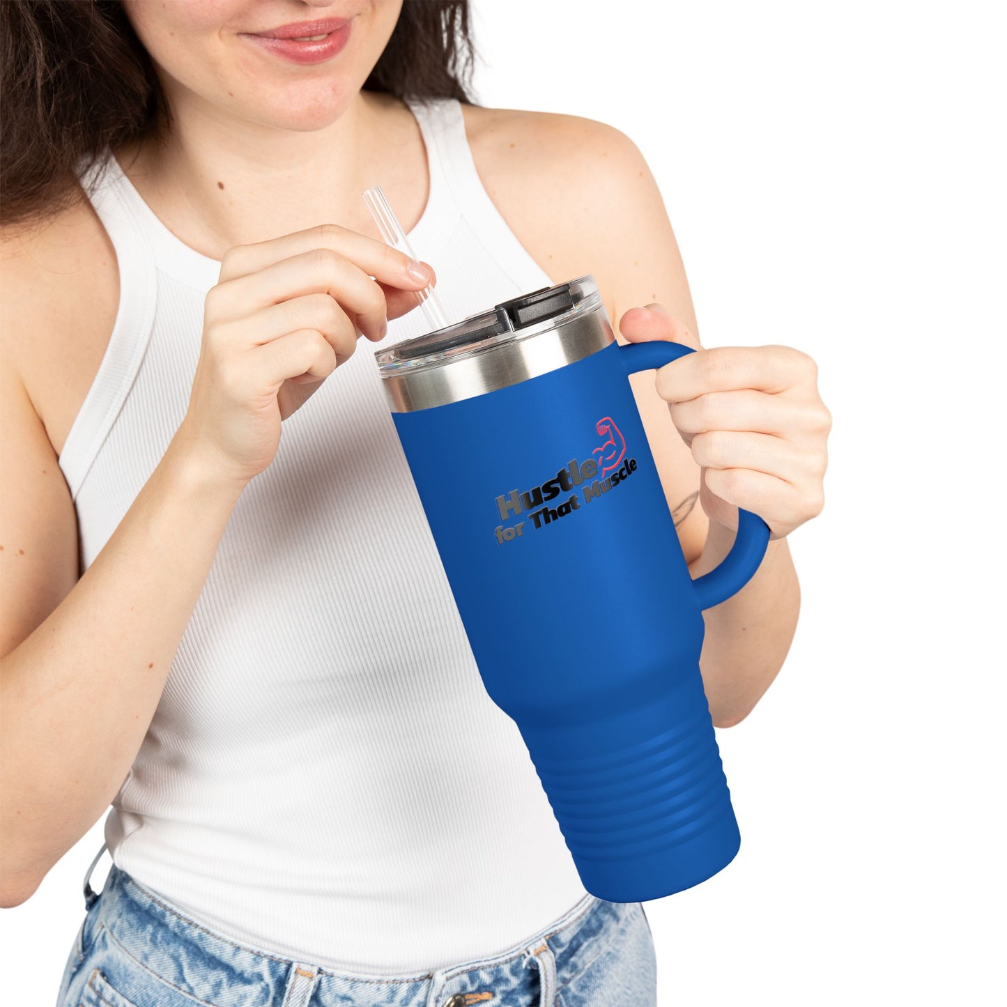 Insulated water Tumbler - 'Hustle for that Muscle' Insulated 40oz