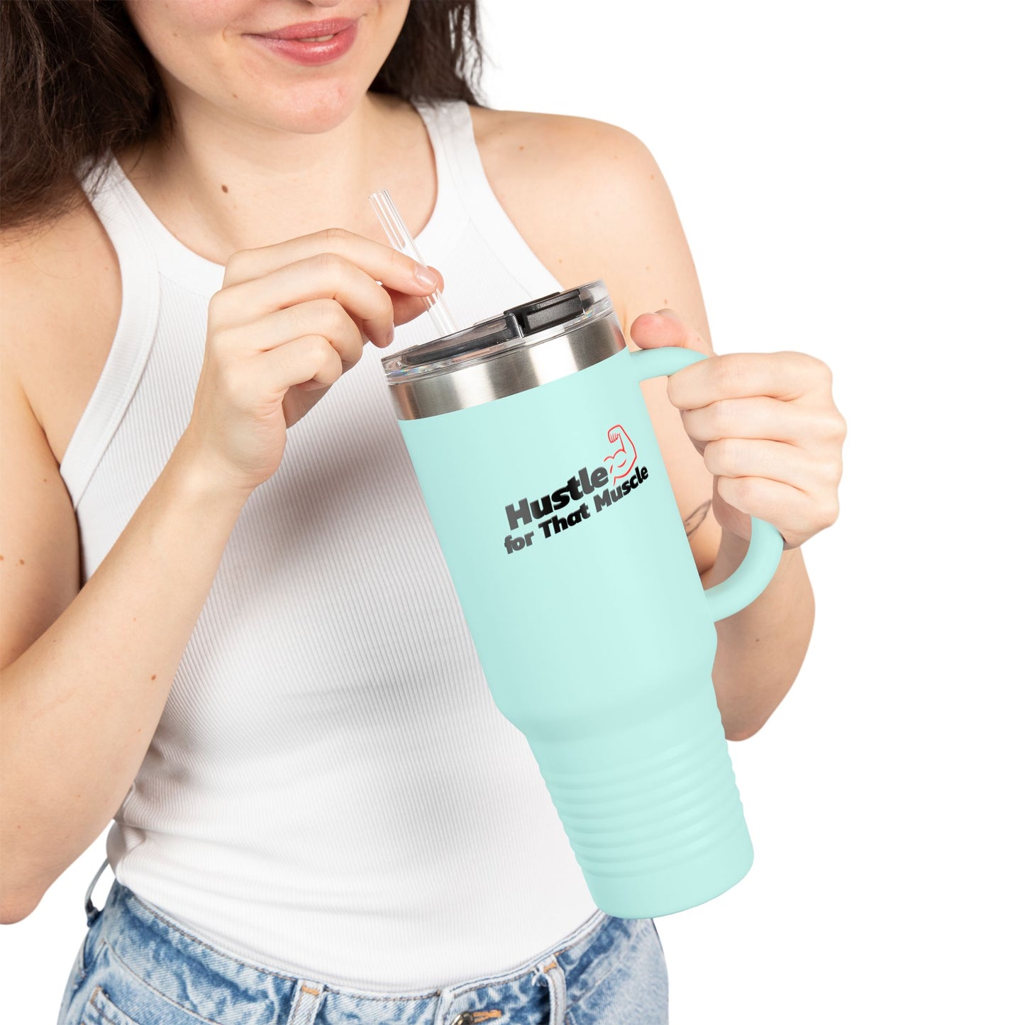 Insulated water Tumbler - 'Hustle for that Muscle' Insulated 40oz