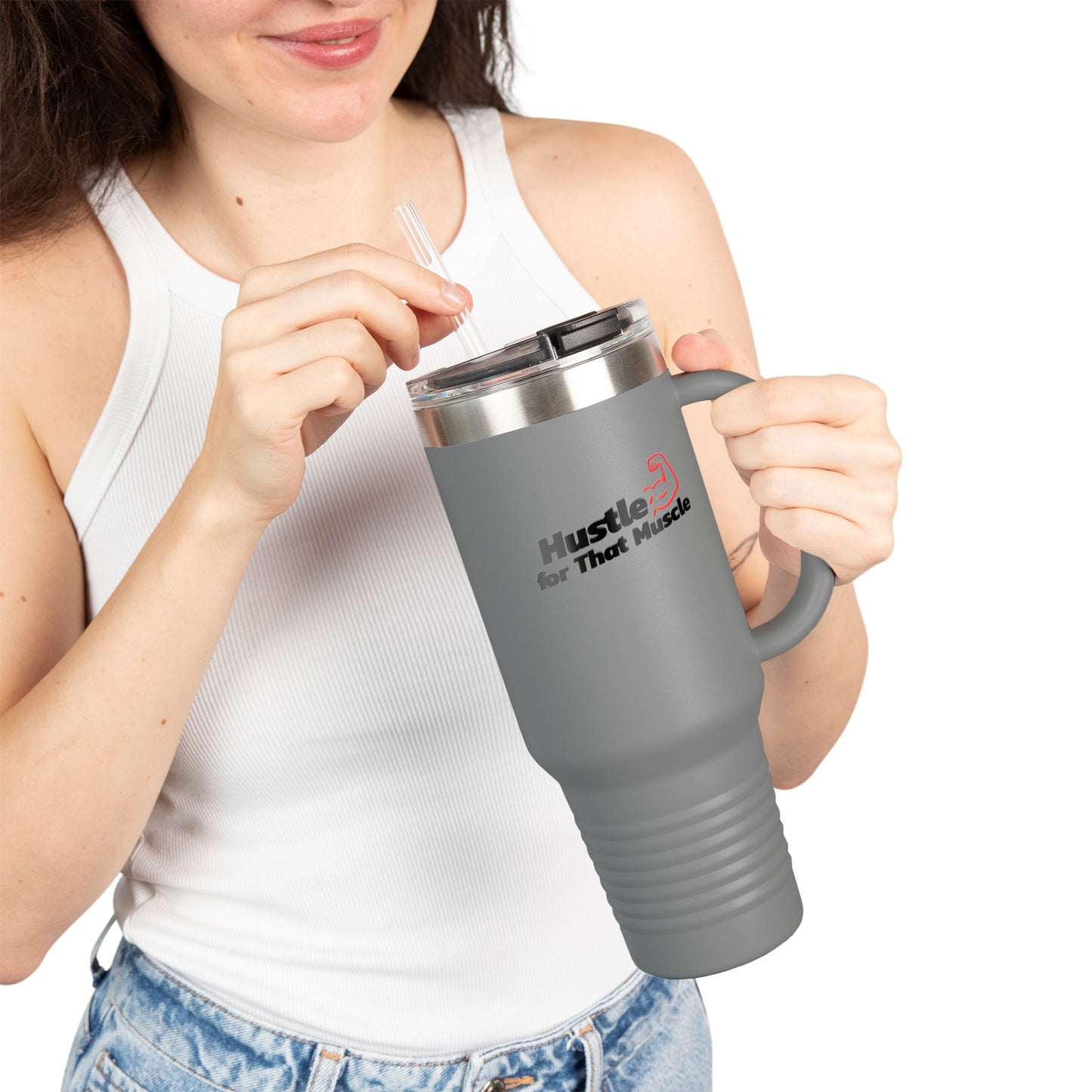 Insulated water Tumbler - 'Hustle for that Muscle' Insulated 40oz