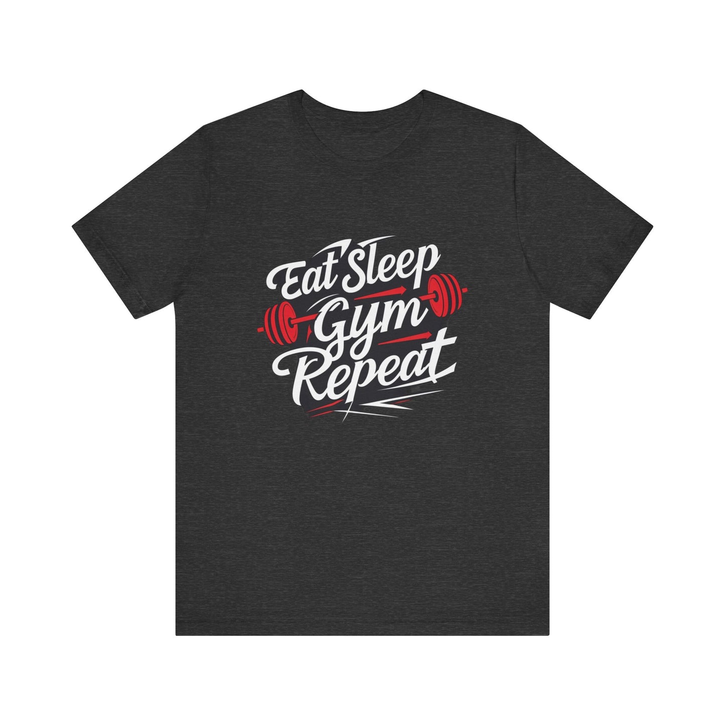 Fitness Unisex Jersey Short Sleeve Tee - 'Eat Sleep Gym Repeat' Tshirt