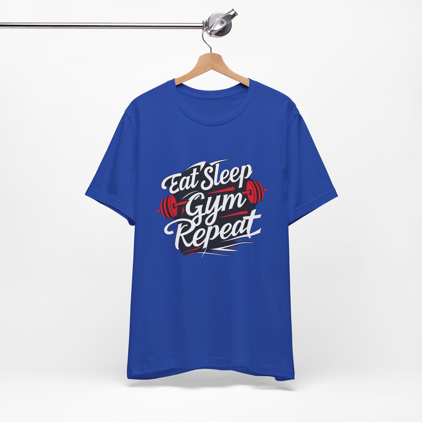 Fitness Unisex Jersey Short Sleeve Tee - 'Eat Sleep Gym Repeat' Tshirt