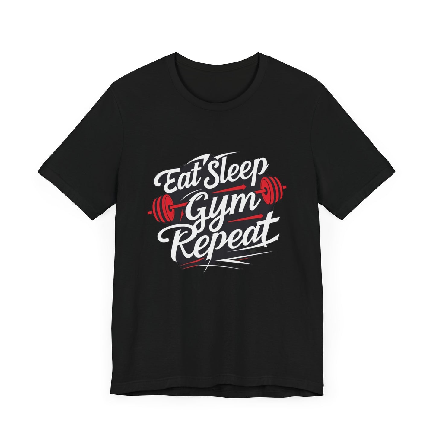Fitness Unisex Jersey Short Sleeve Tee - 'Eat Sleep Gym Repeat' Tshirt
