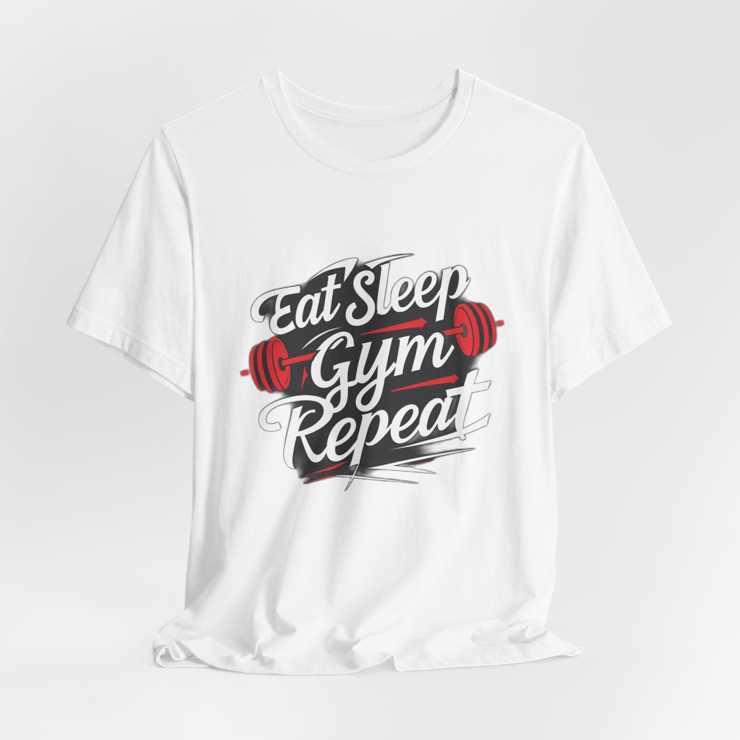Fitness Unisex Jersey Short Sleeve Tee - 'Eat Sleep Gym Repeat' Tshirt