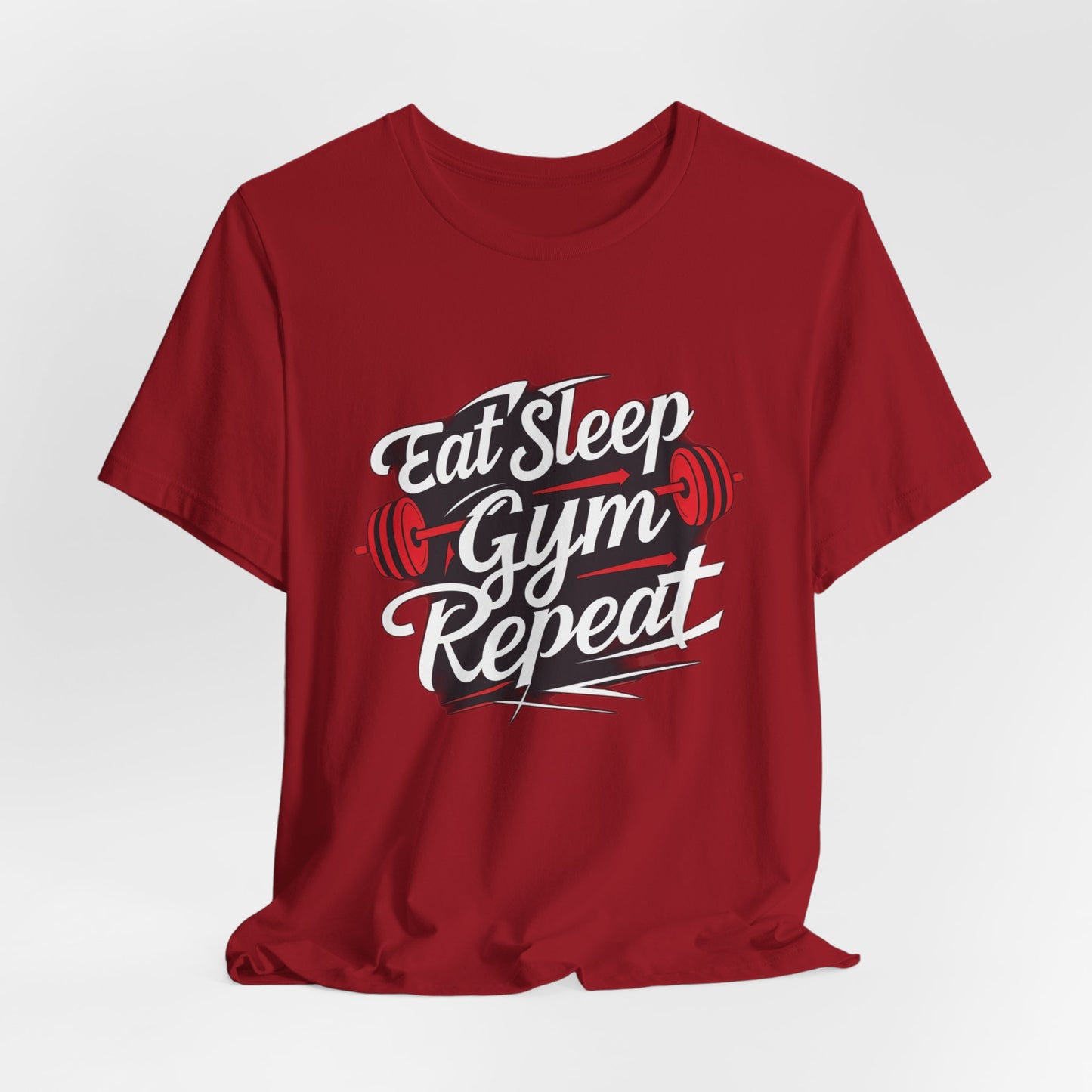 Fitness Unisex Jersey Short Sleeve Tee - 'Eat Sleep Gym Repeat' Tshirt