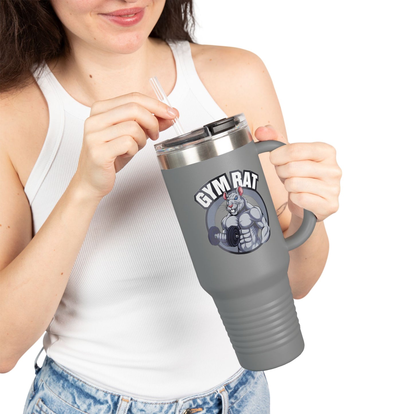 Insulated Water Tumbler 40oz - Gym Rat Design - Insulated 40oz