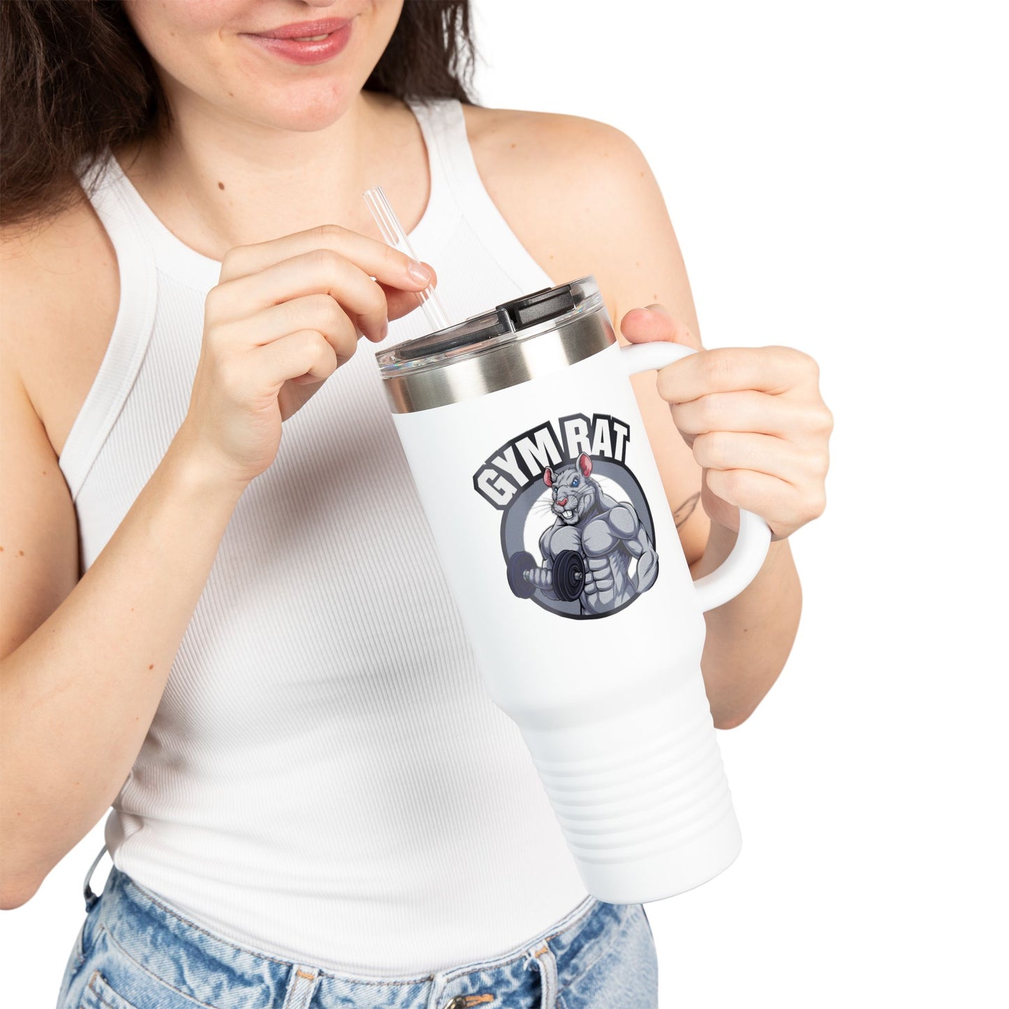 Insulated Water Tumbler 40oz - Gym Rat Design - Insulated 40oz