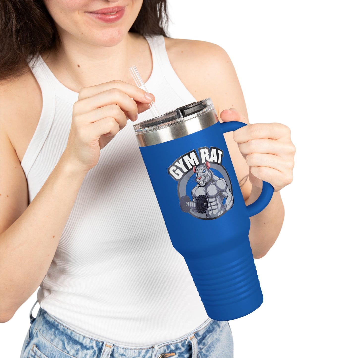 Insulated Water Tumbler 40oz - Gym Rat Design - Insulated 40oz