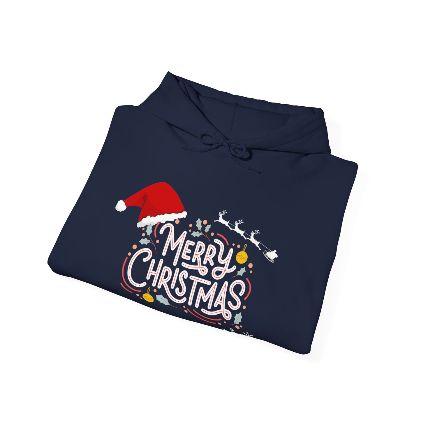 Christmas Hoodie with Merry Christmas Santa and Reindeer Design
