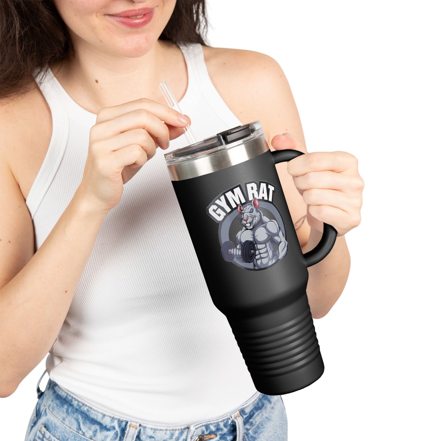 Insulated Water Tumbler 40oz - Gym Rat Design - Insulated 40oz