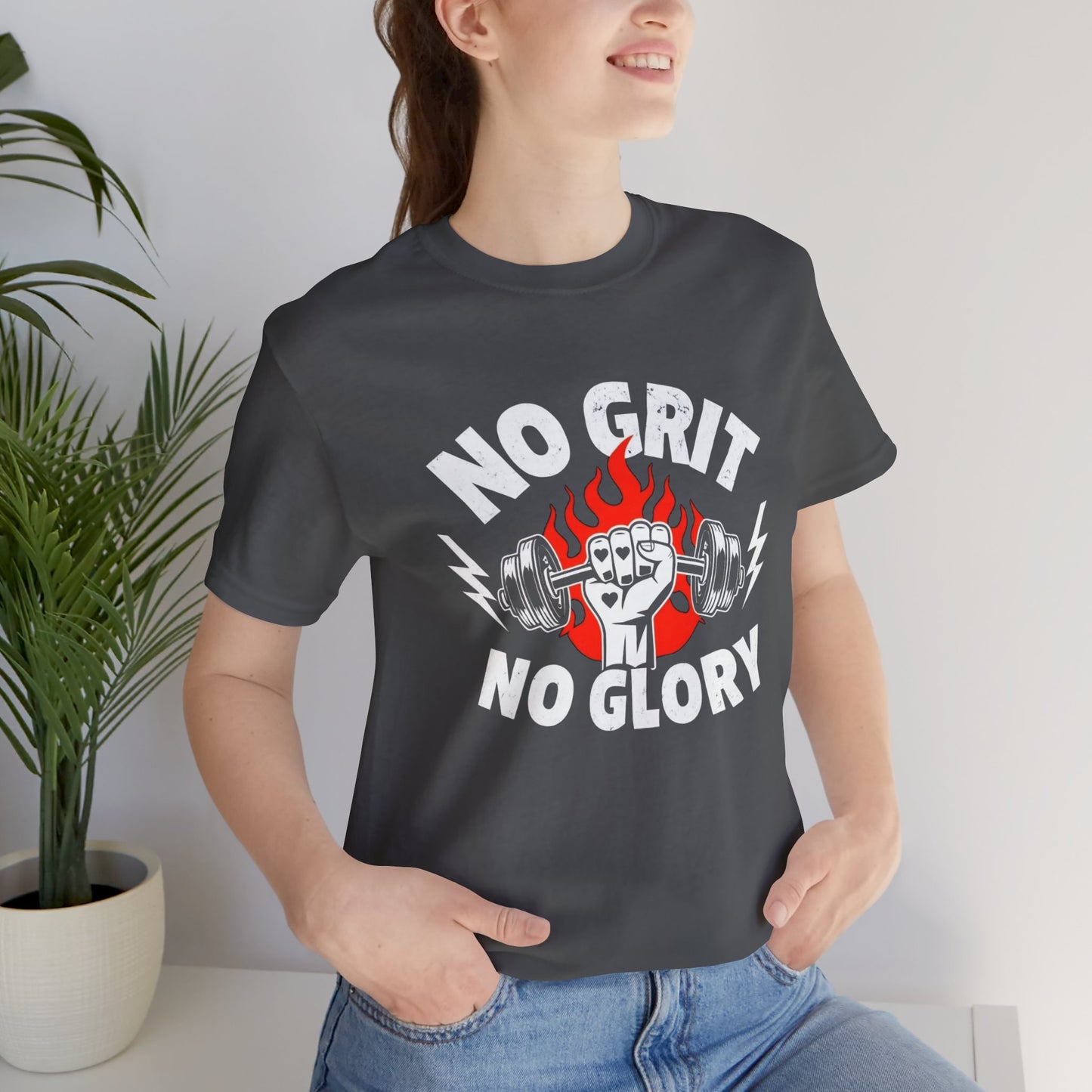 No Grit, No Glory” Gym T-Shirt Graphic Tee 💪 | Motivational Fitness & Hustle Shirt