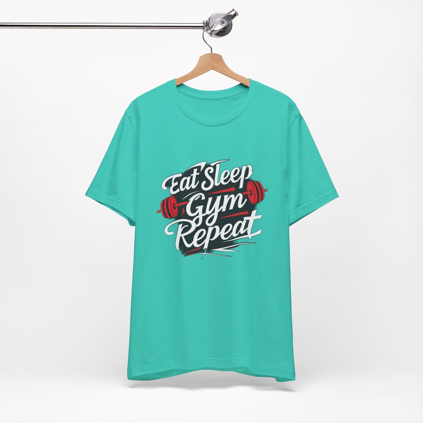 Fitness Unisex Jersey Short Sleeve Tee - 'Eat Sleep Gym Repeat' Tshirt