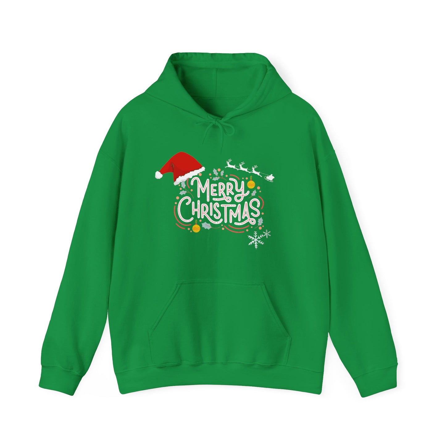 Christmas Hoodie with Merry Christmas Santa and Reindeer Design