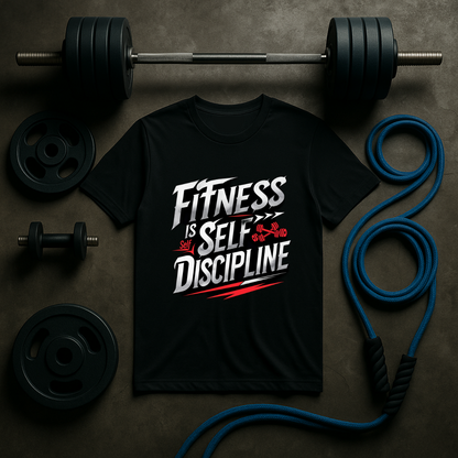 Fitness Is Self-Discipline, Gym T-Shirt – Mindset & Motivation Workout Tee 💪 | Discipline Over Motivation Shirt for Men & Women